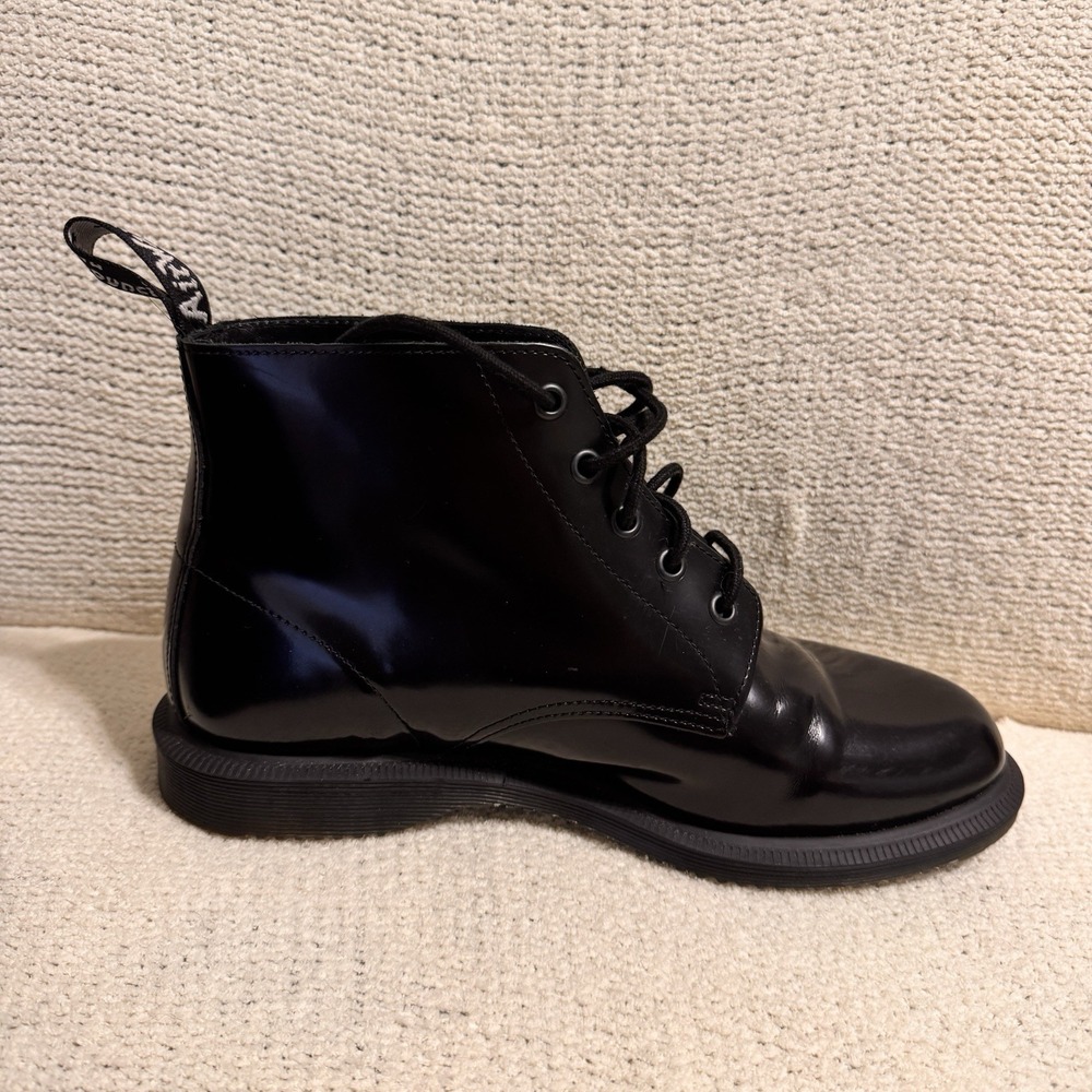 Dr. Martens Emmeline 5 Eye Black Smooth Leather Boots Womens US 8 EU39 - Picture 2 of 16